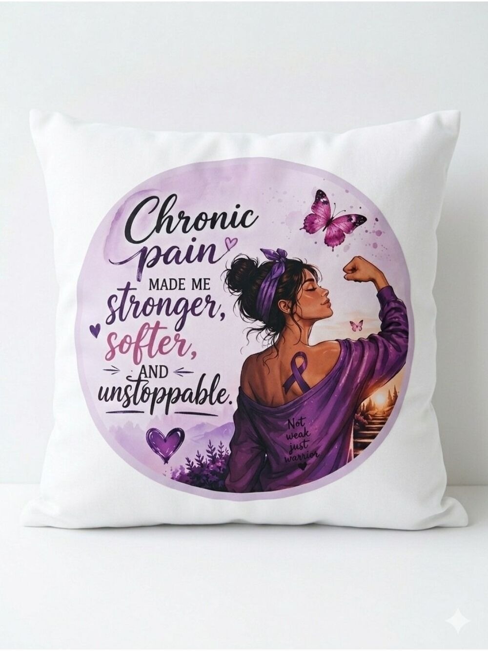 Hand Crafted Chronic Pain  DTF Transfer Iron On Applique Purple Butterfly Patch